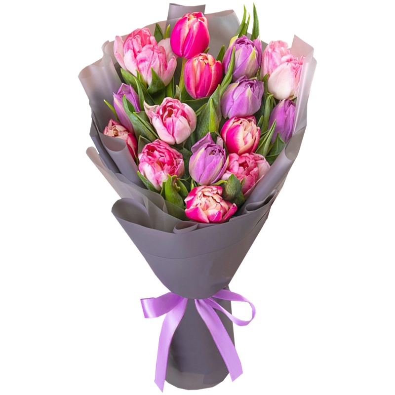 Букет из 17 пионовидных тюльпанов