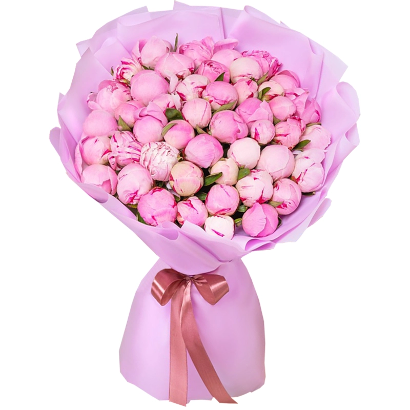 Букет из 45 нежно розовых пионов